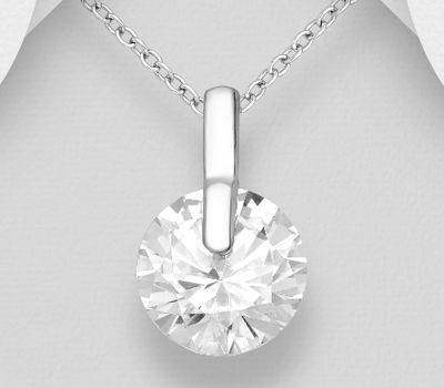 Şəkli böyütmək üçün tiklayın 925 Sterling Silver Circle Pendant Decorated with CZ Simulated Diamond