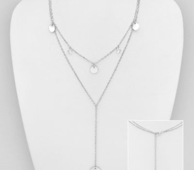 Şəkli böyütmək üçün tiklayın 925 Sterling Silver Circle Necklace, Decorated With CZ Simulated Diamond