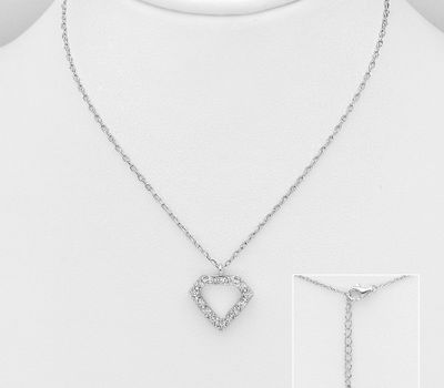 925 Sterling Silver Diamond Necklace, Decorated with CZ Simulated Diamonds
