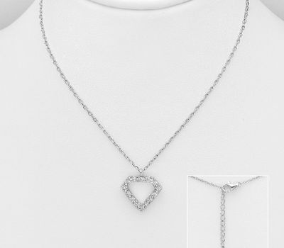 Şəkli böyütmək üçün tiklayın 925 Sterling Silver Diamond Necklace, Decorated with CZ Simulated Diamonds
