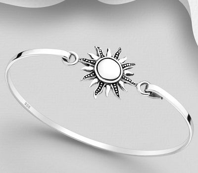Şəkli böyütmək üçün tiklayın 925 Sterling Silver Oxidized Sun Bangle