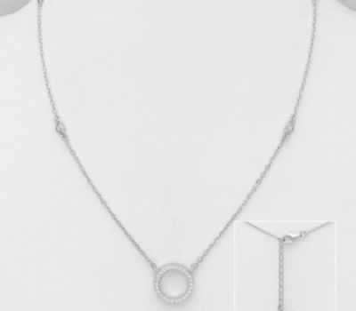 Şəkli böyütmək üçün tiklayın 925 Sterling Silver Circle of Life Necklace, Decorated with CZ Simulated Diamonds