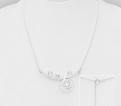 925 Sterling Silver Necklace, Decorated with CZ Simulated Diamonds