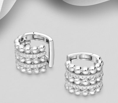 Malın səhifəsinə keç 925 Sterling Silver Ear Cuffs, Decorated with CZ Simulated Diamonds