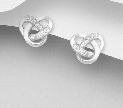 925 Sterling Silver Celtic Trinity Earrings Decorated with CZ Simulated Diamonds