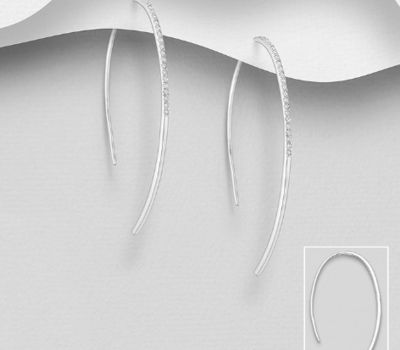 925 Sterling Silver Hook Earrings Decorated with CZ Simulated Diamonds