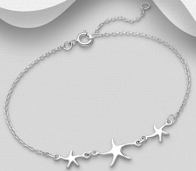 Şəkli böyütmək üçün tiklayın 925 Sterling Silver Starfish Bracelet