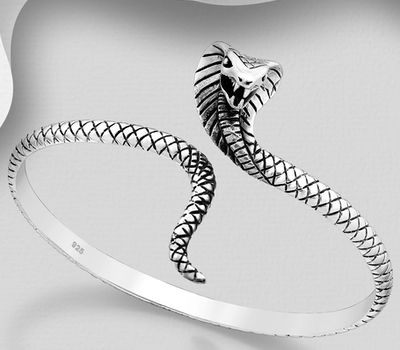 925 Sterling Silver Oxidized Cobra Cuff Bracelet