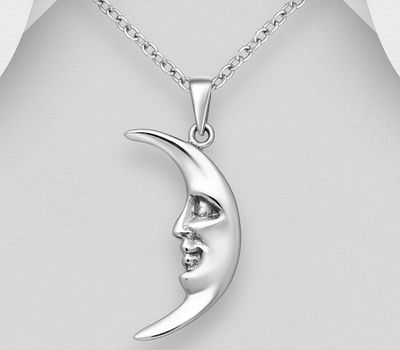 Şəkli böyütmək üçün tiklayın 925 Sterling Silver Crescent Moon Pendant