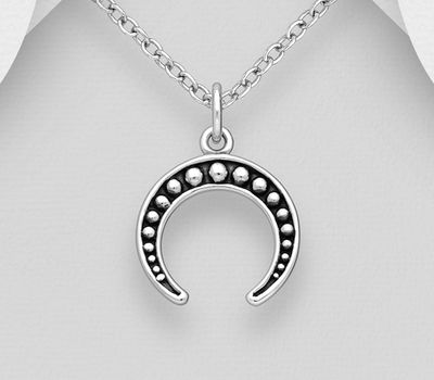 925 Sterling Silver Oxidized Horn Pendant