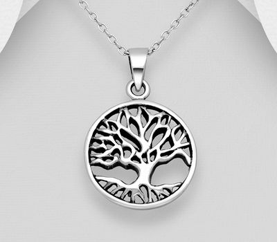 Şəkli böyütmək üçün tiklayın 925 Sterling Silver Oxidized Tree Of Life Pendant