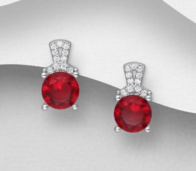 Şəkli böyütmək üçün tiklayın 925 Sterling Silver Push-Back Earrings, Decorated with CZ Simulated Diamonds