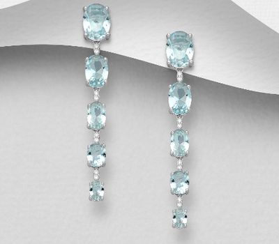 Şəkli böyütmək üçün tiklayın 925 Sterling Silver Push-Back Earrings, Decorated with CZ Simulated Diamonds
