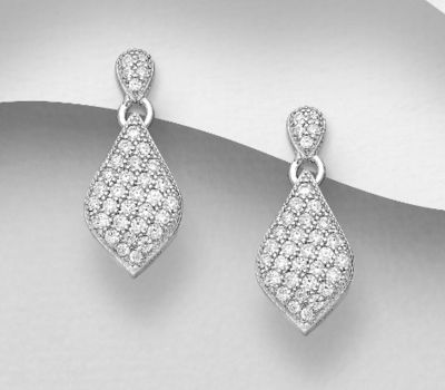 Şəkli böyütmək üçün tiklayın 925 Sterling Silver Push-Back Earrings, Decorated with CZ Simulated Diamonds