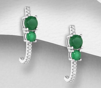 Şəkli böyütmək üçün tiklayın 925 Sterling Silver Push-Back Earrings, Decorated with CZ Simulated Diamonds
