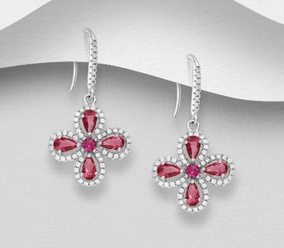 Şəkli böyütmək üçün tiklayın 925 Sterling Silver Hook Earrings, Decorated with CZ Simulated Diamonds