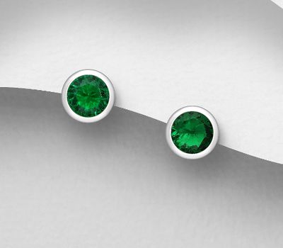 Malın səhifəsinə keç 925 Sterling Silver Push-Back Earrings, Decorated with CZ Simulated Diamonds