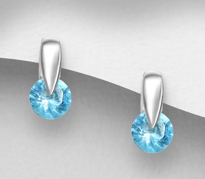 Şəkli böyütmək üçün tiklayın 925 Sterling Silver Push-Back Earrings, Decorated with CZ Simulated Diamonds