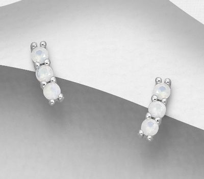 Şəkli böyütmək üçün tiklayın 925 Sterling Silver Push-Back Earrings, Decorated with CZ Simulated Diamonds