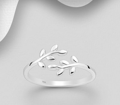 925 Sterling Silver Adjustable Leaf Ring