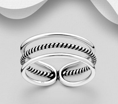 925 Sterling Silver Oxidized Layered Ring