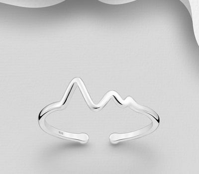 925 Sterling Silver Adjustable Zigzag Ring