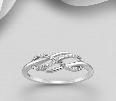 925 Sterling Silver Infinity Ring Decorated with CZ Simulated Diamonds