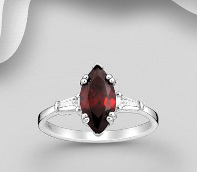 Şəkli böyütmək üçün tiklayın 925 Sterling Silver Solitaire Ring, Decorated with CZ Simulated Diamonds