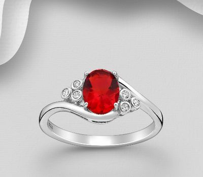 Şəkli böyütmək üçün tiklayın 925 Sterling Silver Oval Ring Decorated with CZ Simulated Diamonds