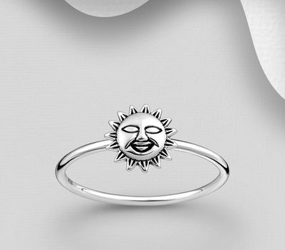 925 Sterling Silver Oxidized Sun Ring