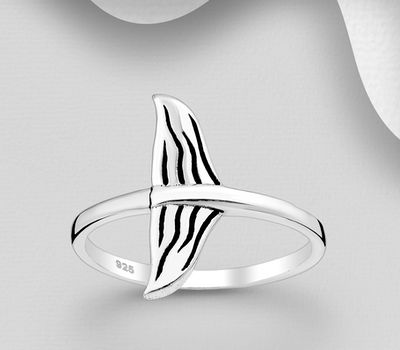 925 Sterling Silver Oxidized Whale Ring