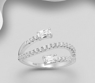 Şəkli böyütmək üçün tiklayın 925 Sterling Silver Ring, Decorated with CZ Simulated Diamonds