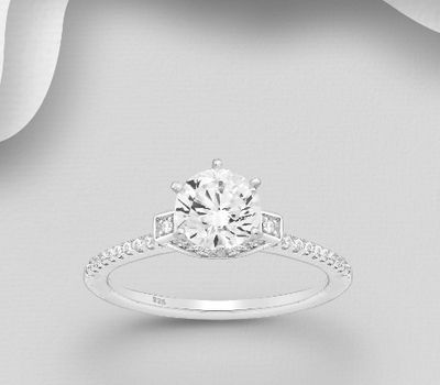 Şəkli böyütmək üçün tiklayın 925 Sterling Silver Ring, Decorated with CZ Simulated Diamonds