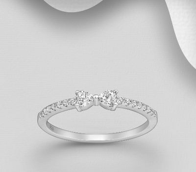 925 Sterling Silver Ring Decorated with CZ Simulated Diamonds