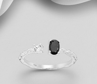 925 Sterling Silver Adjustable Ring, Decorated with CZ Simulated Diamonds