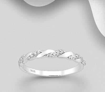 Şəkli böyütmək üçün tiklayın 925 Sterling Silver Ring, Decorated with CZ Simulated Diamonds