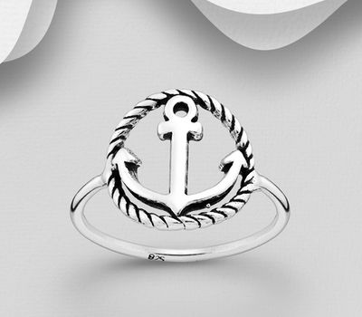 Şəkli böyütmək üçün tiklayın 925 Sterling Silver Oxidized Anchor Ring