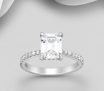 Şəkli böyütmək üçün tiklayın 925 Sterling Silver Ring, Decorated with CZ Simulated Diamonds