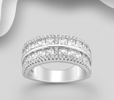 Malın səhifəsinə keç 925 Sterling Silver Ring, Decorated with CZ Simulated Diamonds
