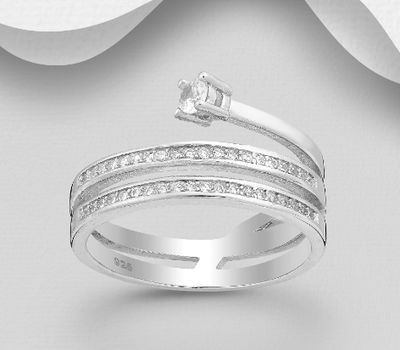 Şəkli böyütmək üçün tiklayın 925 Sterling Silver Ring, Decorated with CZ Simulated Diamonds