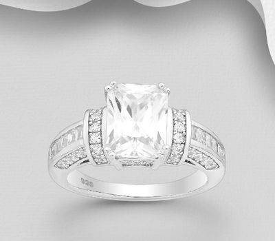 Şəkli böyütmək üçün tiklayın 925 Sterling Silver Ring, Decorated with CZ Simulated Diamonds