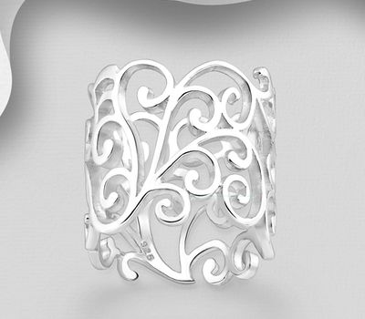 Şəkli böyütmək üçün tiklayın 925 Sterling Silver Swirl Ring