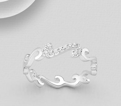 Şəkli böyütmək üçün tiklayın 925 Sterling Silver Ring Decorated with CZ Simulated Diamonds