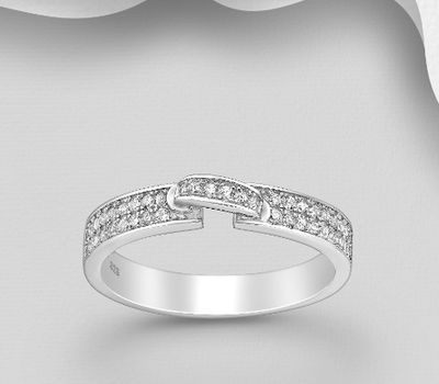 Şəkli böyütmək üçün tiklayın 925 Sterling Silver Ring, Decorated with CZ Simulated Diamonds