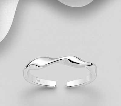 Şəkli böyütmək üçün tiklayın 925 Sterling Silver Adjustable Twisted Ring