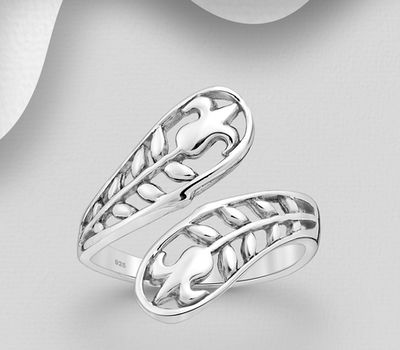 Şəkli böyütmək üçün tiklayın 925 Sterling Silver Adjustable Flower and Leaf Ring