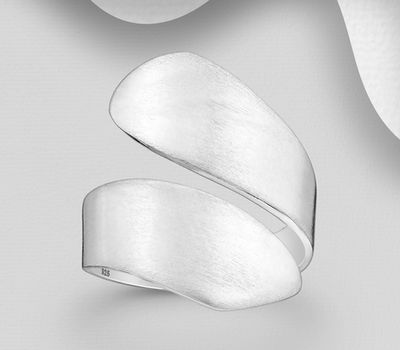 925 Sterling Silver Matt Adjustable Abstract Ring