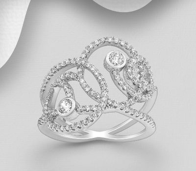 Şəkli böyütmək üçün tiklayın 925 Sterling Silver Ring, Decorated with CZ Simulated Diamonds
