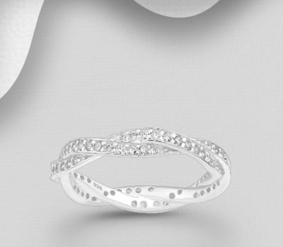 Şəkli böyütmək üçün tiklayın 925 Sterling Silver Ring, Decorated with CZ Simulated Diamonds