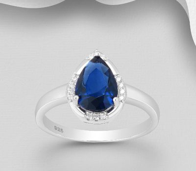 Malın səhifəsinə keç 925 Sterling Silver Pear-Shape Halo Ring Decorated with CZ Simulated Diamonds
